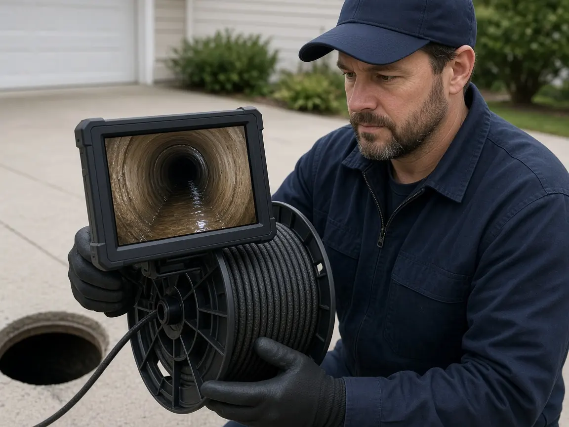 Sewer camera inspection of a residential lateral